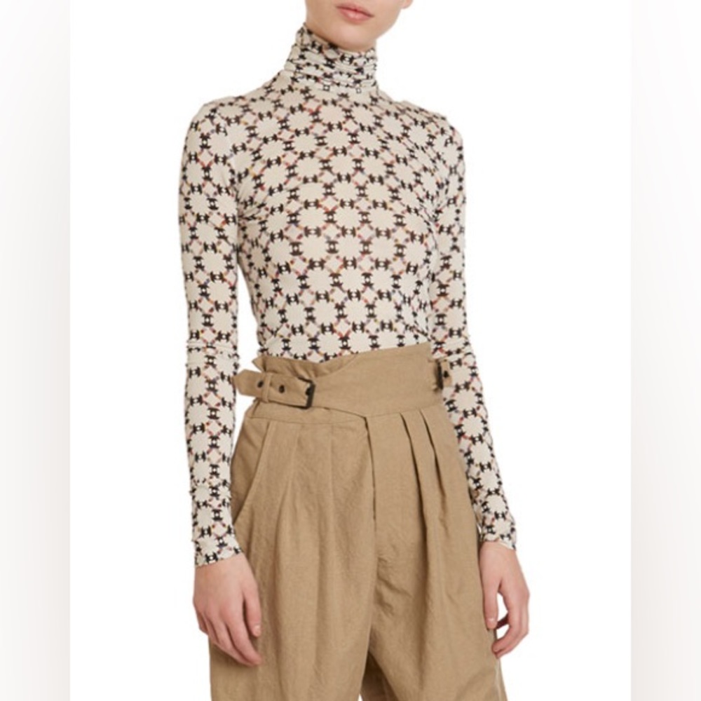 Women's XS Isabel Marant Quilted Joyela Semi Sheer Stretch Top Turtleneck